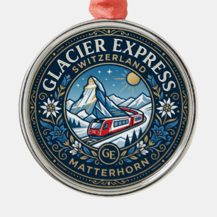 Glacier Express & Matterhorn, Switzerland Metal Tree Decoration