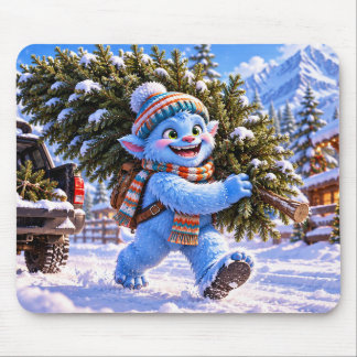 Glacier Grinch & Christmas Tree Holiday Mouse Pad