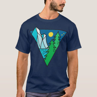 Glacier Lake Moonlight Doodle T-Shirt