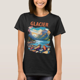 Glacier Lake Mountain Red Travel T-Shirt