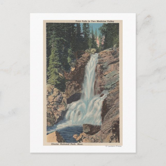 Glacier, MT - View of Trick Falls & Medicine Postcard (Front)