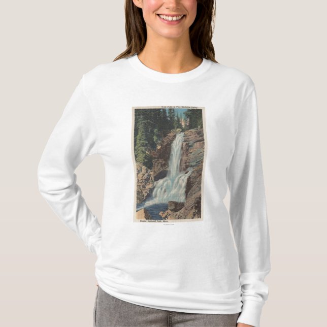 Glacier, MT - View of Trick Falls & Medicine T-Shirt (Front)