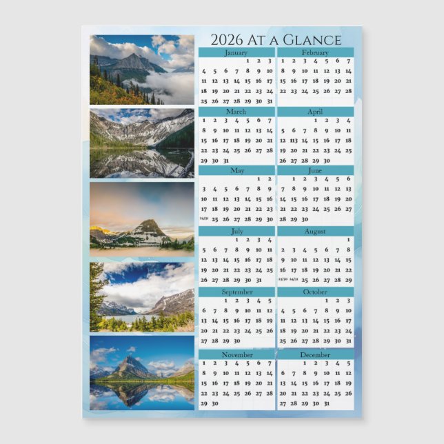 Glacier National Park 2026 At a Glance Calendar (Front)
