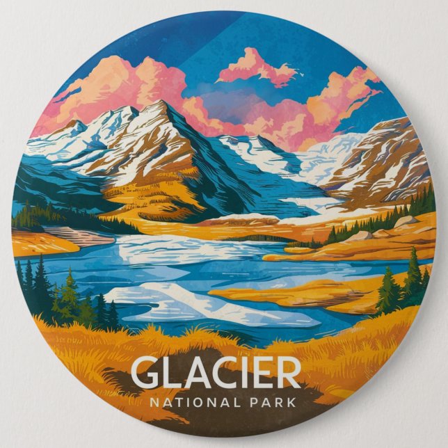 Glacier National Park 6 Cm Round Badge (Front)