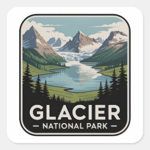 Glacier National Park Alpine Vintage Badge Square Sticker