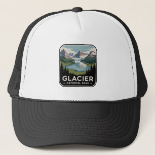 Glacier National Park Alpine Vintage Badge Trucker Hat