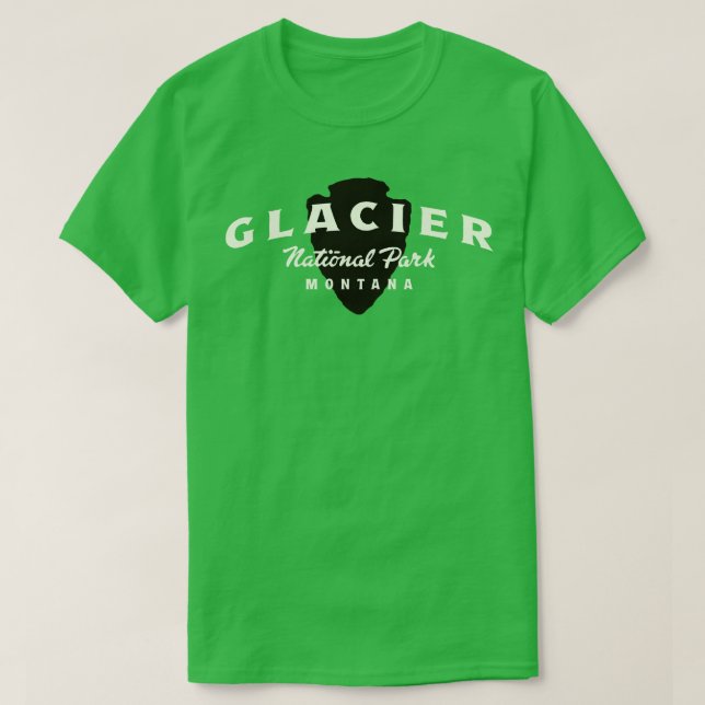 Glacier National Park Arched Text Tan T-Shirt (Design Front)