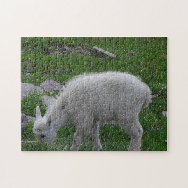 Glacier National Park Baby Mountain Goat Photo Jigsaw Puzzle (Horizontal)