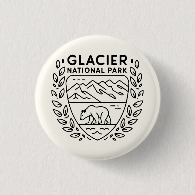 Glacier National Park Bear Emblem 3 Cm Round Badge (Front)