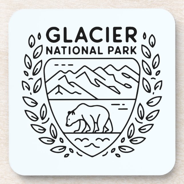 Glacier National Park Bear Emblem Coaster (Front)