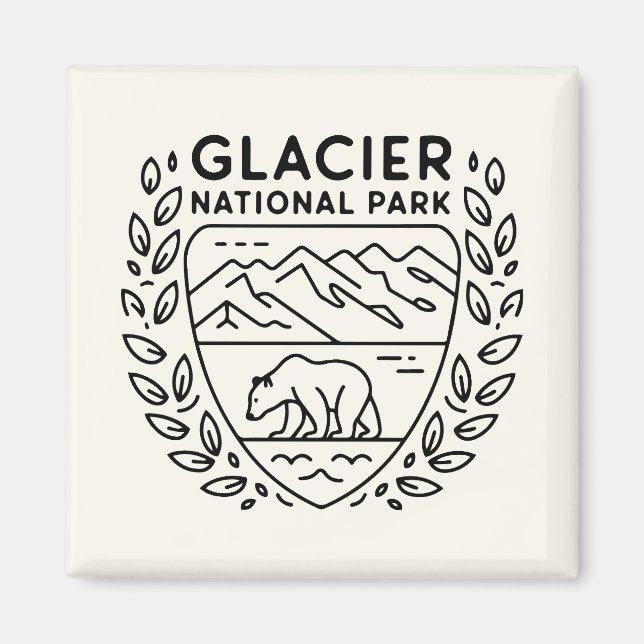 Glacier National Park Bear Emblem Magnet (Front)