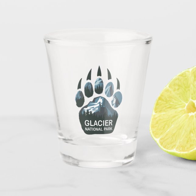 Glacier National Park Bear Paw Shot Glass (Front)