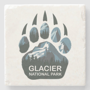 Glacier National Park Bear Paw Stone Coaster