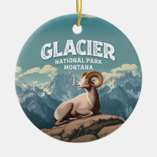Glacier National Park Bighorn Sheep Ceramic Tree Decoration