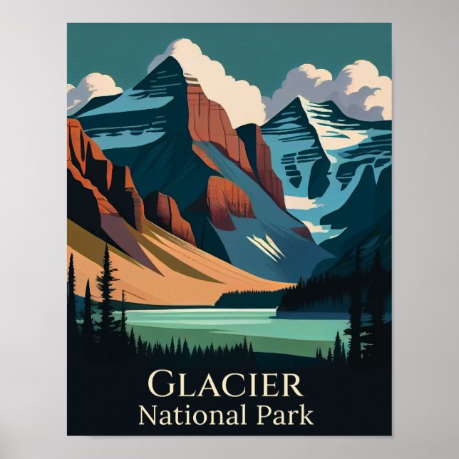 Glacier National Park Contemporary Art Poster (Front)
