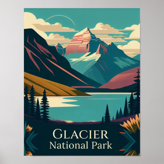 Glacier National Park Contemporary Design Poster (Front)