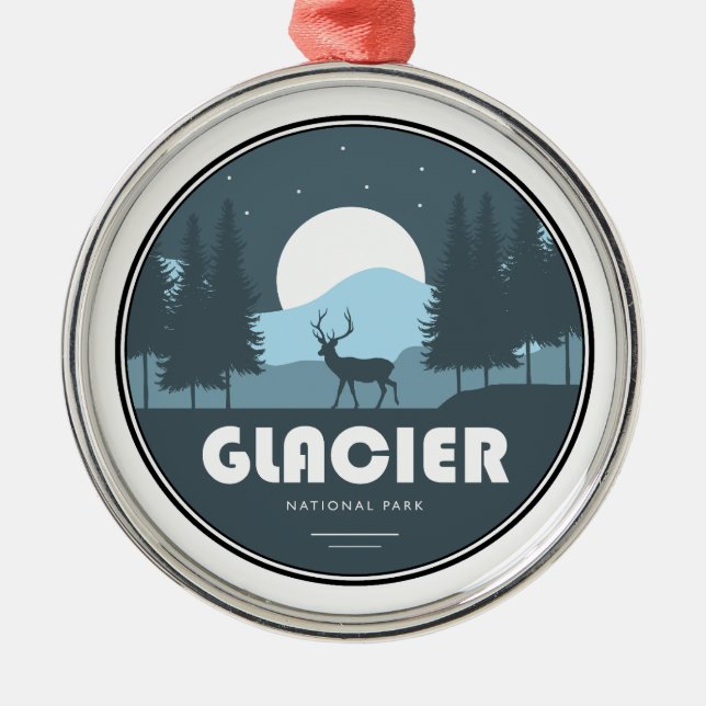 Glacier National Park Deer Metal Tree Decoration (Front)