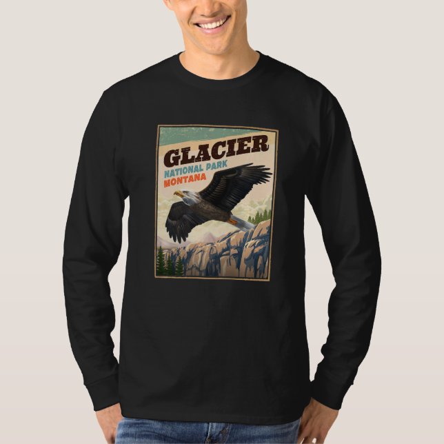 Glacier National Park Eagle Vintage Look   T-Shirt (Front)