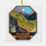 Glacier National Park Going to the Sun Road  Ceramic Ornament<br><div class="desc">Glacier Park vector artwork design. The park is a wilderness area in Montana's Rocky Mountains,  with glacier-carved peaks and valleys running to the Canadian border.</div>