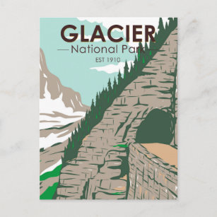 Glacier National Park Going to the Sun Road Retro Postcard