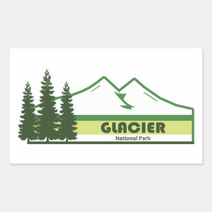 Glacier National Park Green Stripes Rectangular Sticker