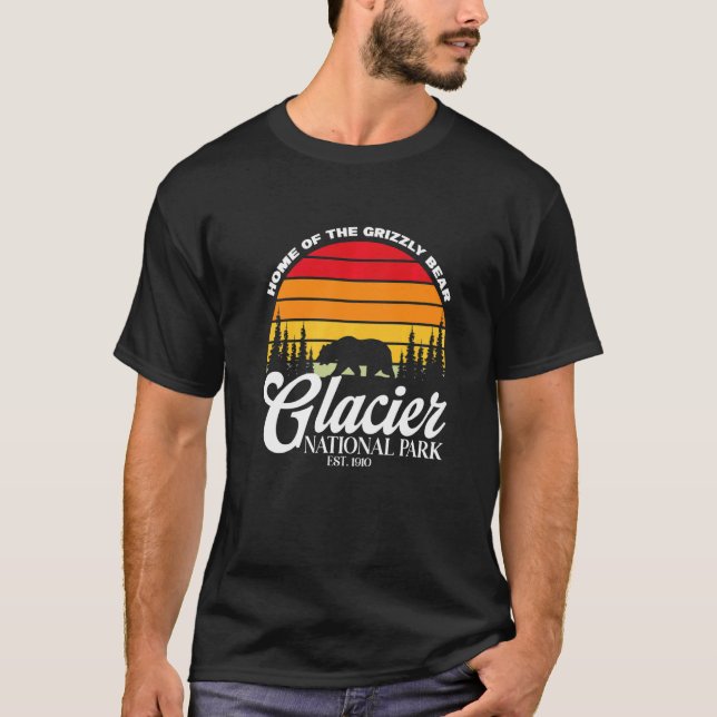 Glacier National Park Grizzly Bear Hiking Vacation T-Shirt (Front)