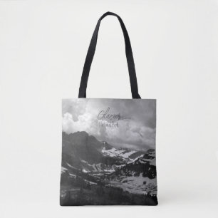 Glacier National Park Hidden Lake Black White  Tote Bag