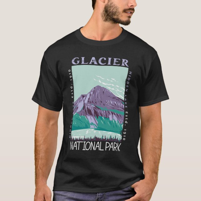 Glacier National Park Hidden Lake Retro Distressed T-Shirt (Front)