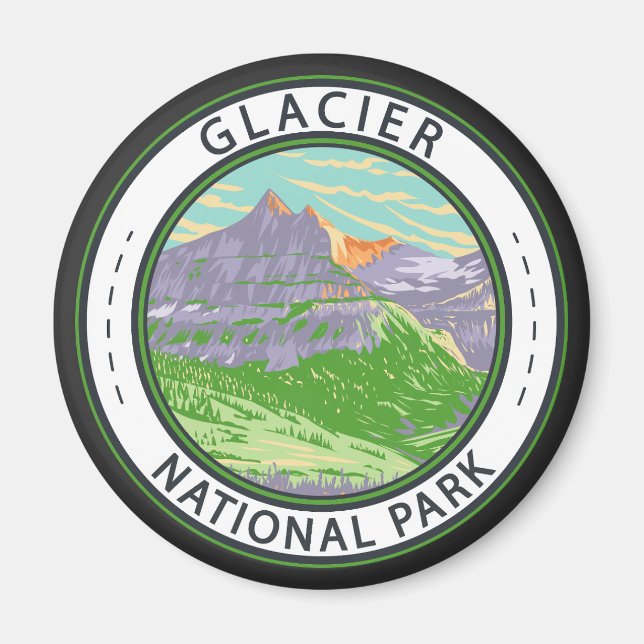 Glacier National Park In Spring Montana Badge Magnet (Front)