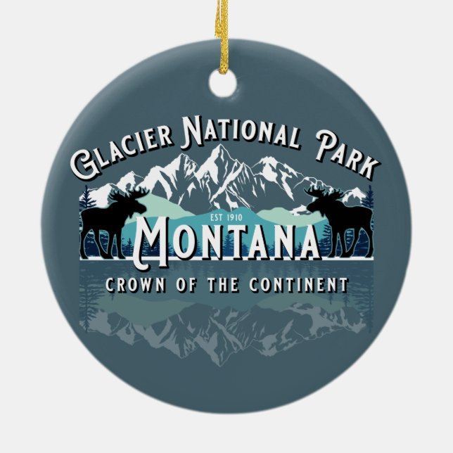 GLACIER NATIONAL PARK KEEPSAKE HOLIDAY CERAMIC TREE DECORATION (Back)