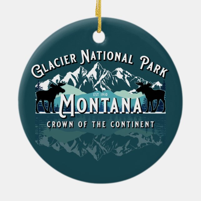GLACIER NATIONAL PARK KEEPSAKE HOLIDAY CERAMIC TREE DECORATION (Back)