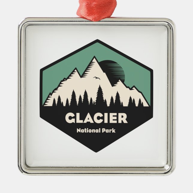 Glacier National Park Metal Tree Decoration (Front)