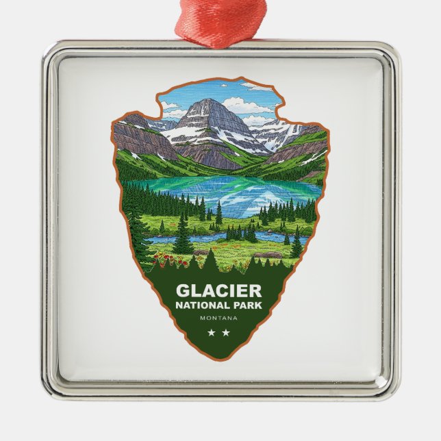 Glacier National Park Montana Arrowhead Metal Tree Decoration (Front)