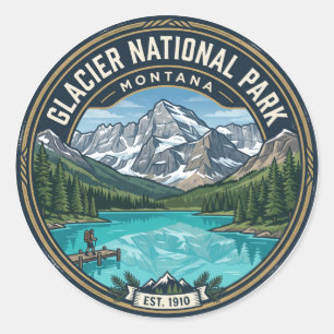 Glacier National Park Montana Classic Round Sticker