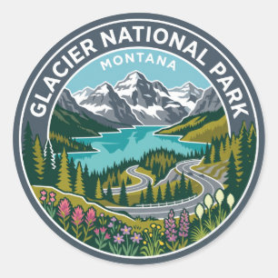 Glacier National Park Montana Classic Round Sticker