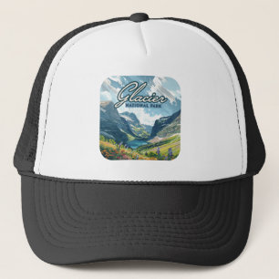 Glacier National Park Montana Lake Retro Trucker Hat