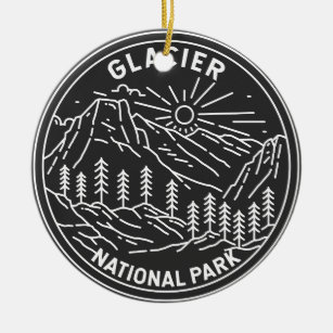 Glacier National Park Montana Monoline Ceramic Tree Decoration