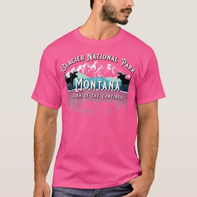 Glacier National Park Montana Moose Hiking Camping T-Shirt (Front)