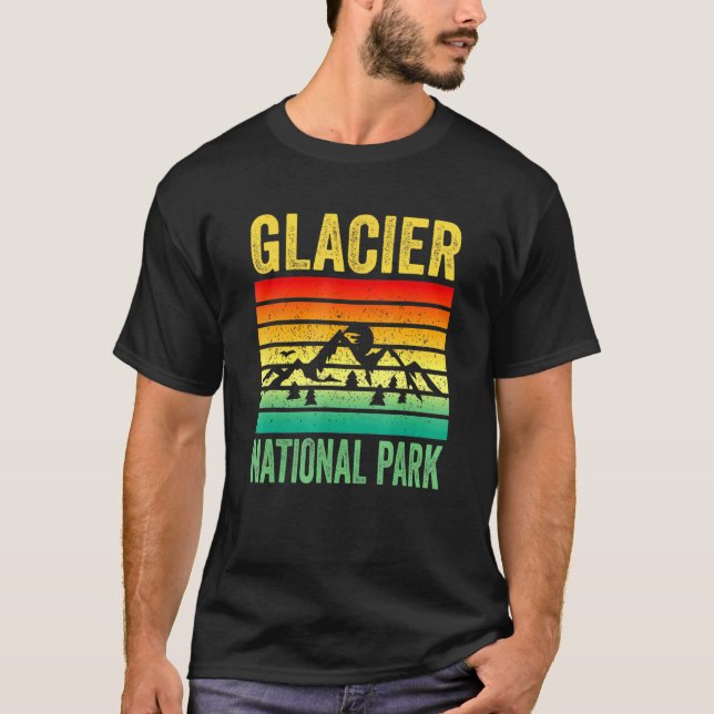 Glacier National Park Montana Retro Sunset Souveni T-Shirt (Front)