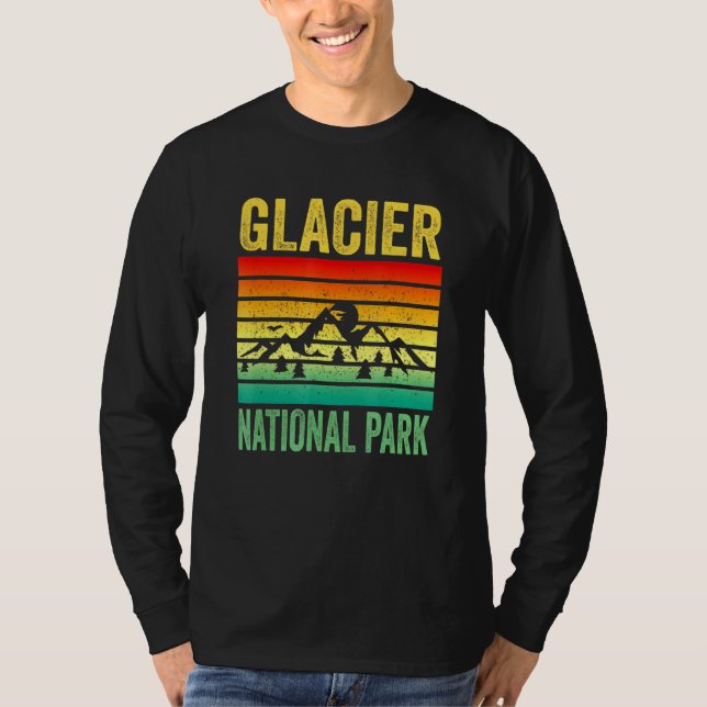 Glacier National Park Montana Retro Sunset Souveni T-Shirt (Front)