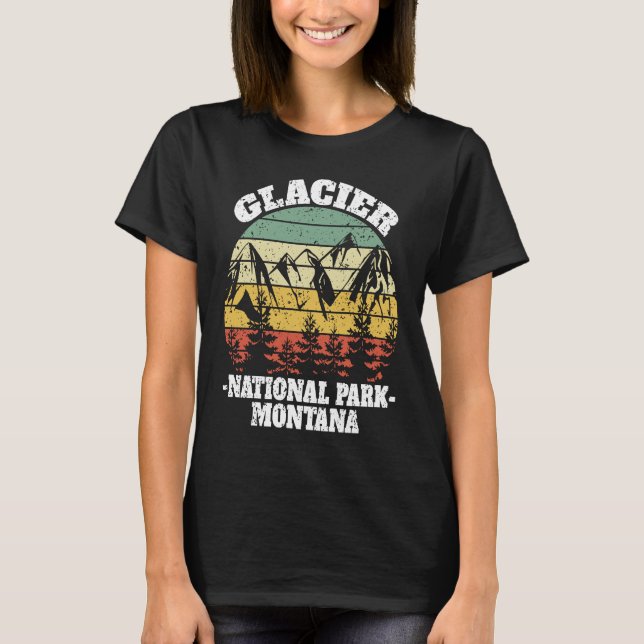 Glacier National Park Montana Retro Vintage T-Shirt (Front)