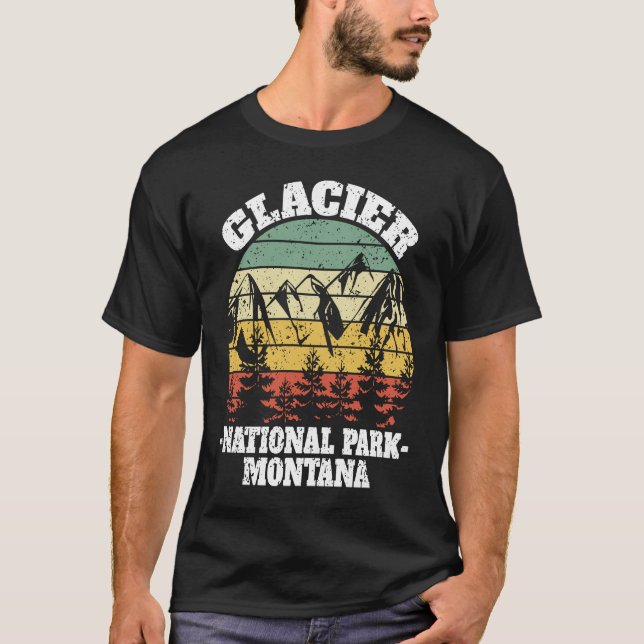 Glacier National Park Montana Retro Vintage T-Shirt (Front)
