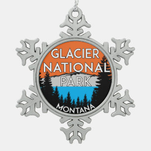 Glacier National Park Montana Snowflake Pewter Christmas Ornament