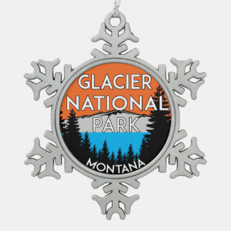 Glacier National Park Montana Snowflake Pewter Christmas Ornament