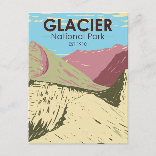 Glacier National Park Montana Triple Divide Peak Postcard (Front)