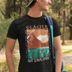 Glacier National Park Montana Vintage Distressed  T-Shirt