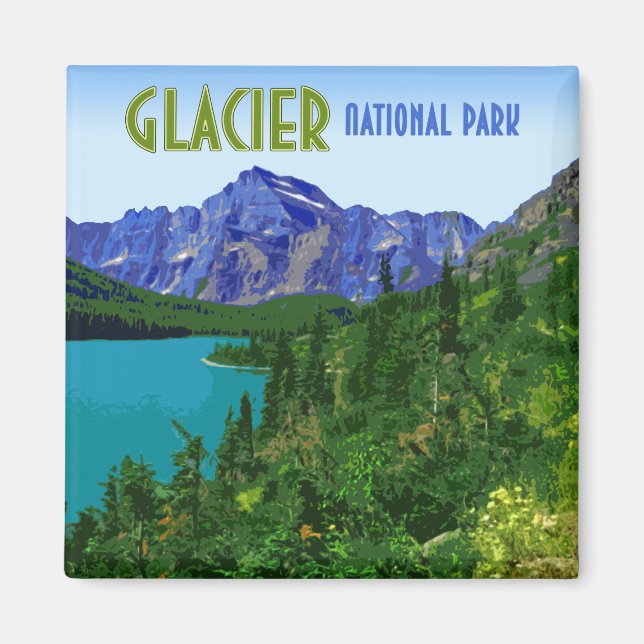 Glacier National Park Montana Vintage Magnet (Front)