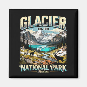 Glacier National Park Montana Vintage Nature Art Magnet