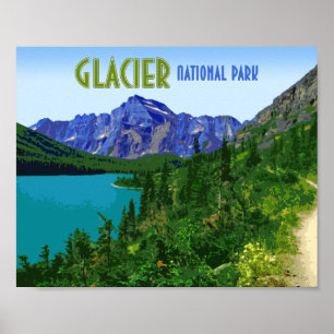Glacier National Park Montana Vintage Poster