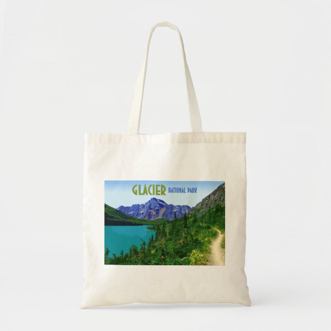 Glacier National Park Montana Vintage Tote Bag (Front)
